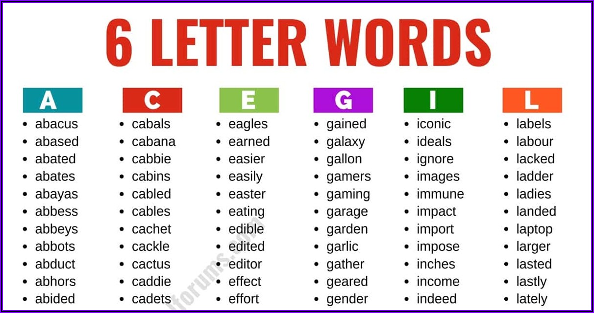 6 Letter Words In English Things