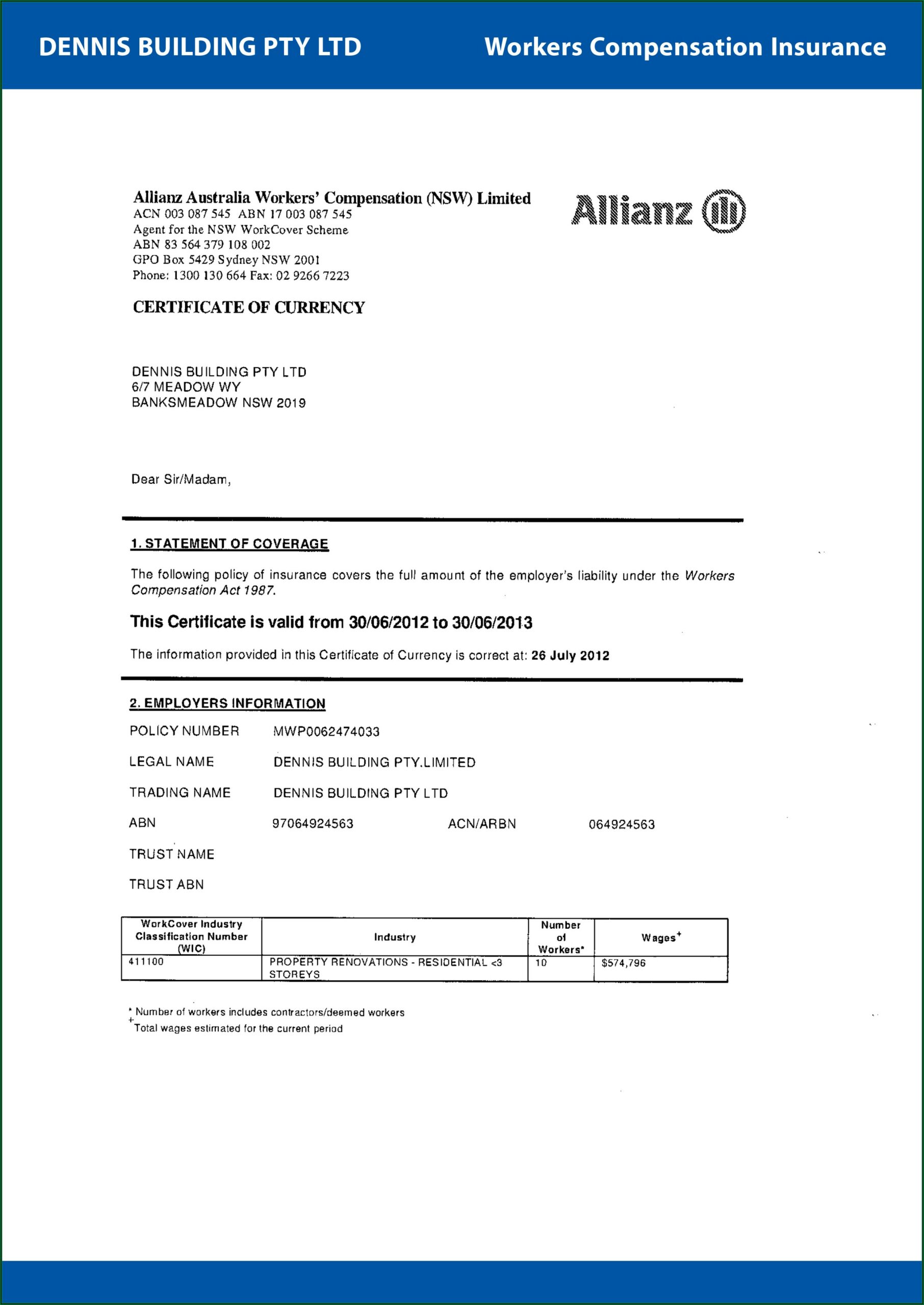 Allianz Nsw Workers Compensation Claim Form