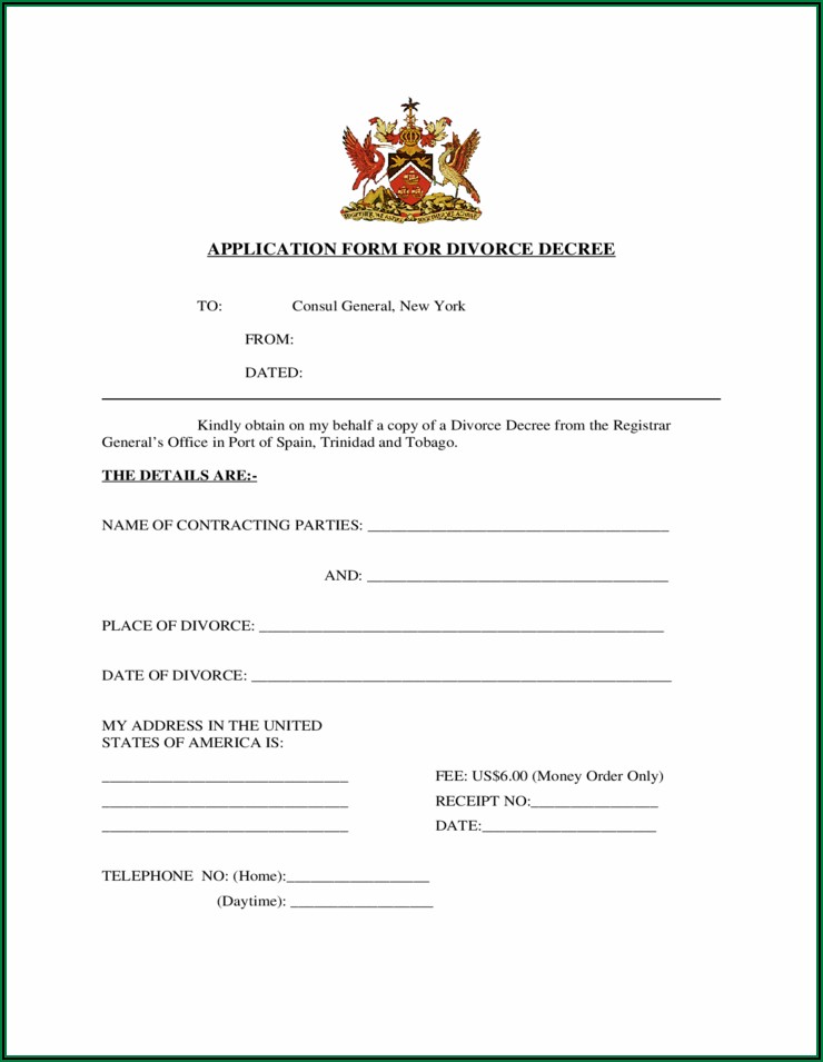 Application Form For Divorce Certificate