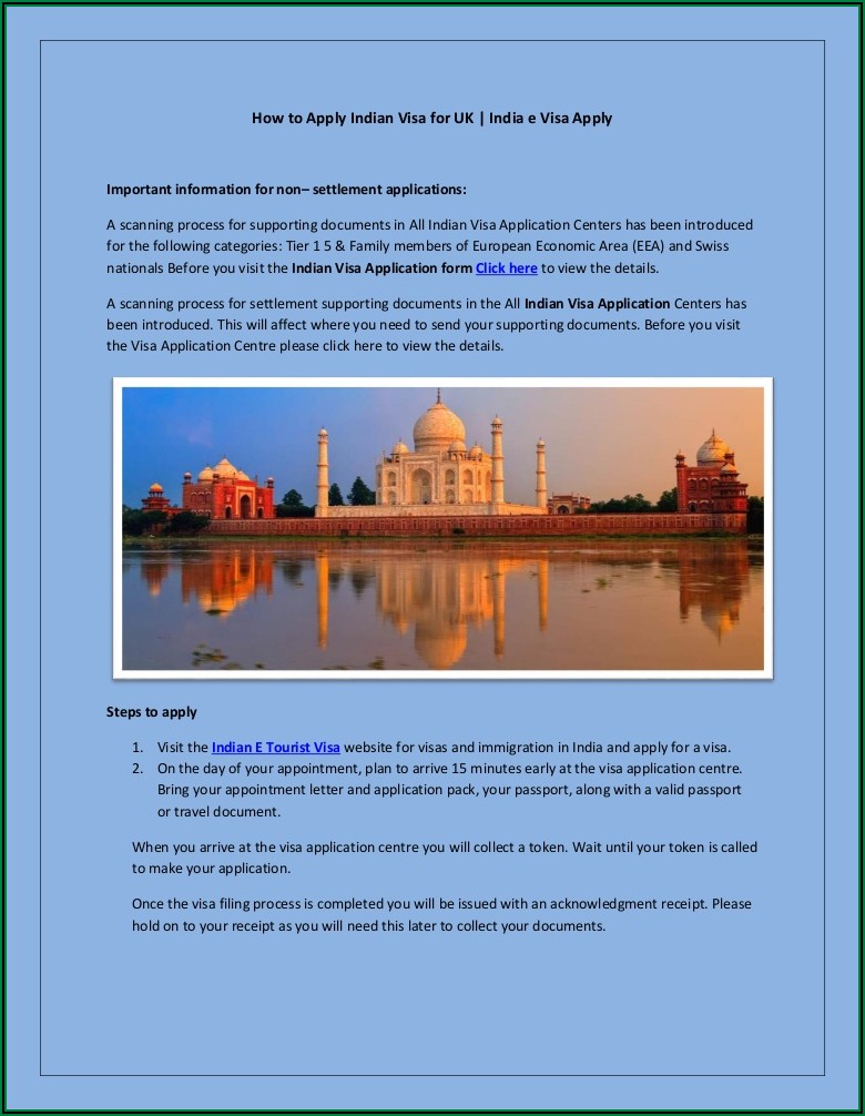 Application Form For Indian Visa From Uk