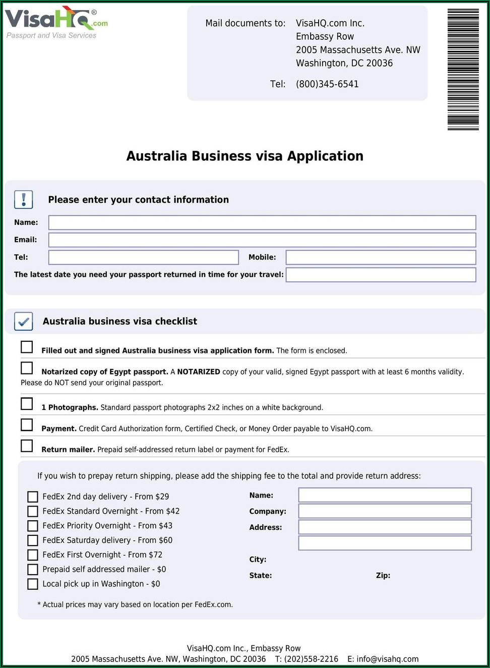 Australian Visa Application Form 1415 Sample