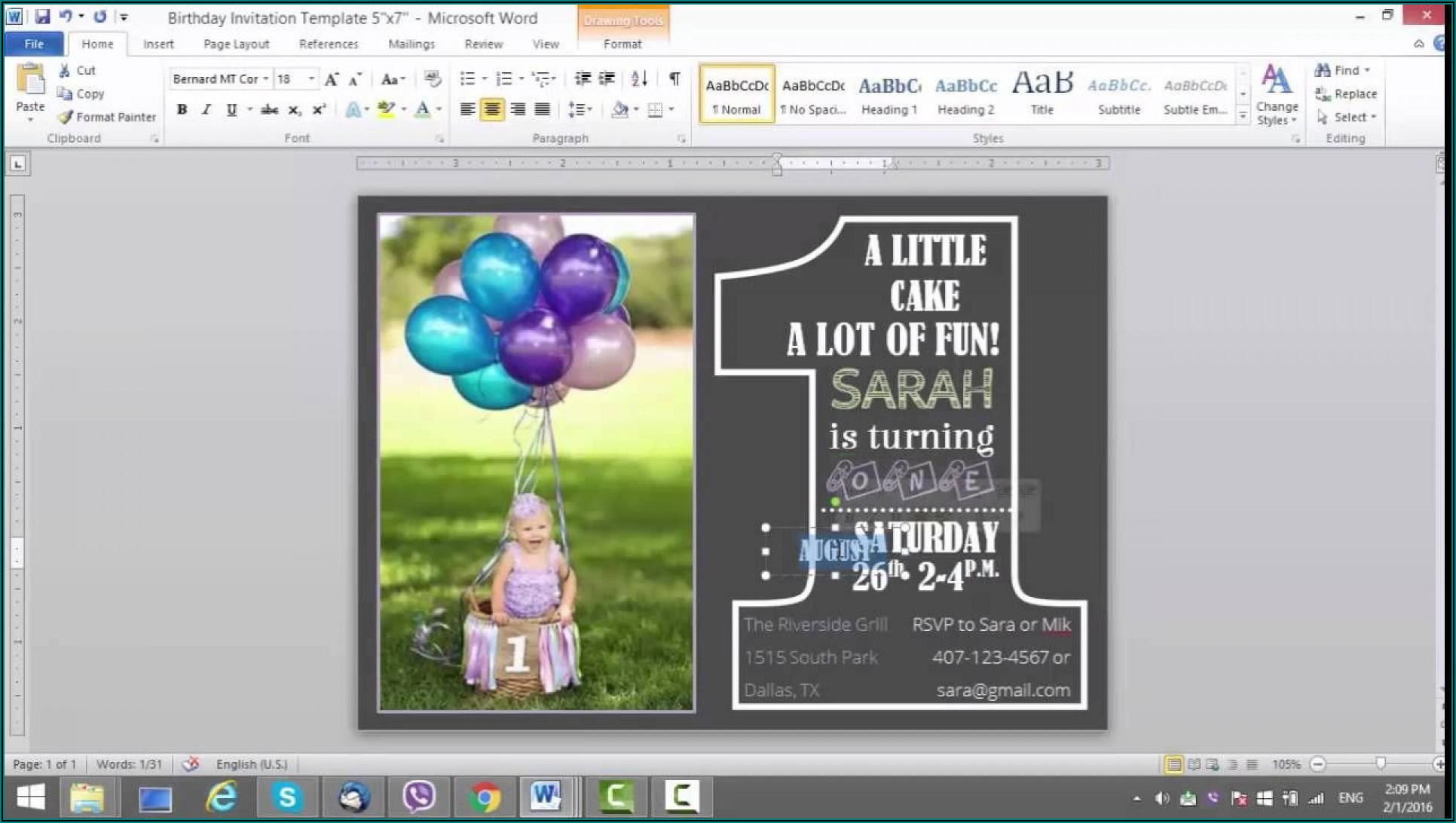 Birthday Invitation Template Microsoft Word