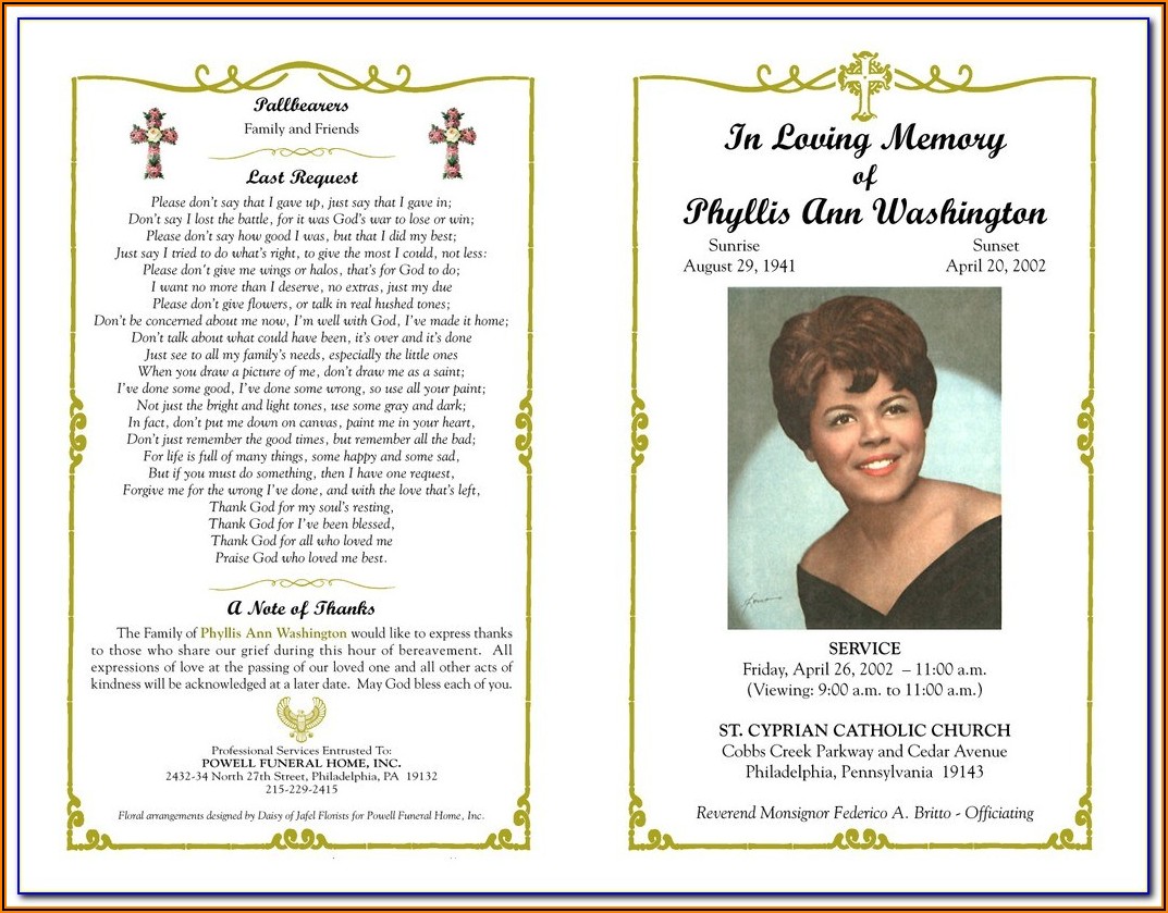 Catholic Funeral Booklet Template Free Download