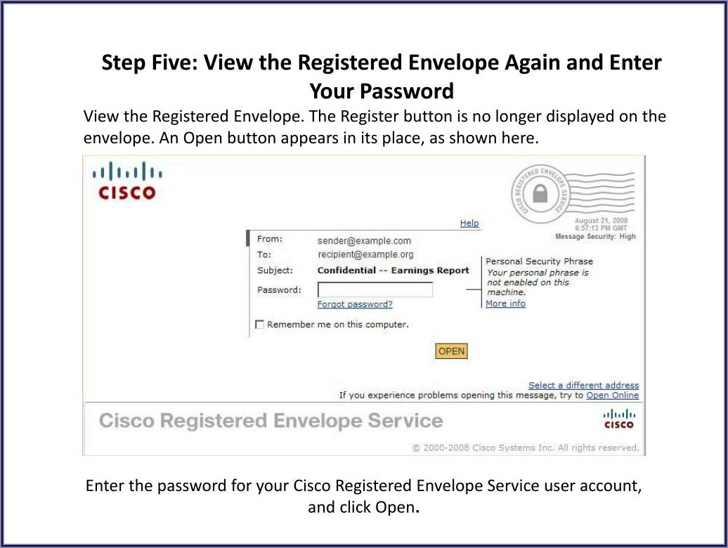 Cisco Registered Envelope Service Help