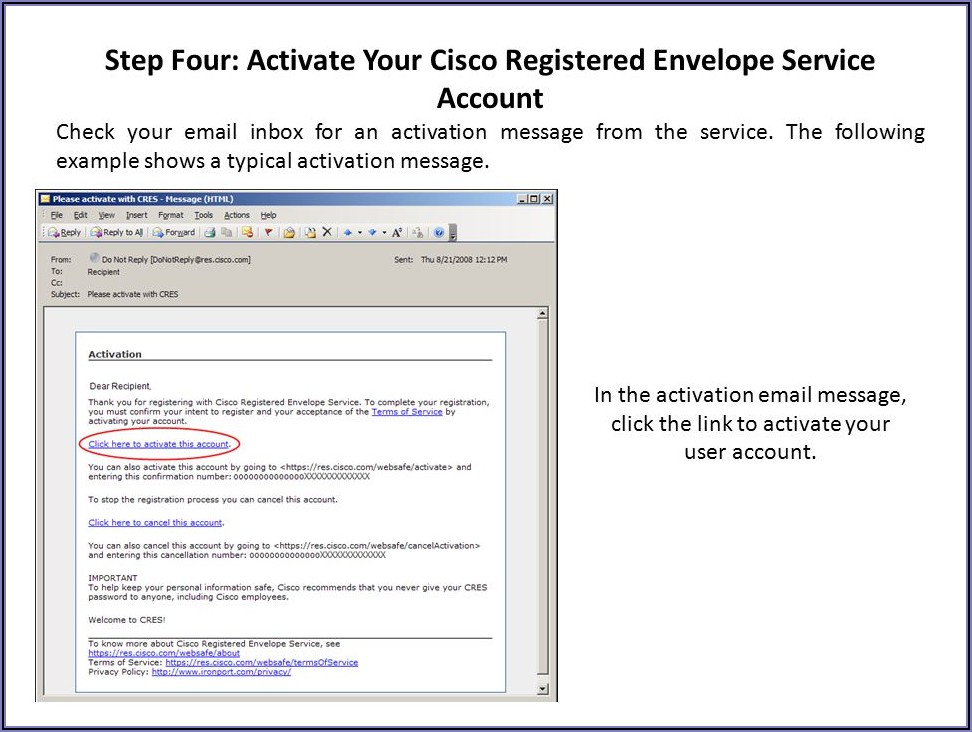Cisco Registered Envelope Service Register