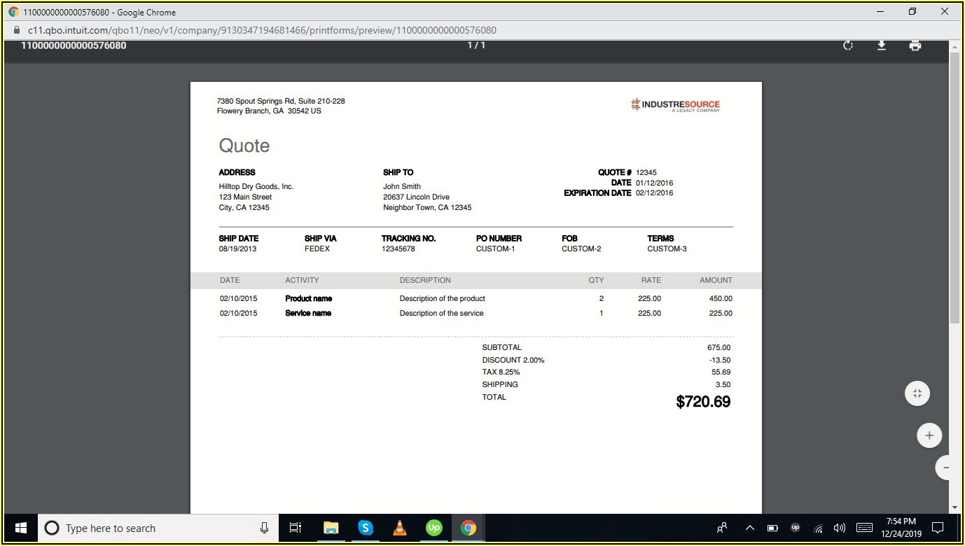 Customize Quickbooks Invoice Template