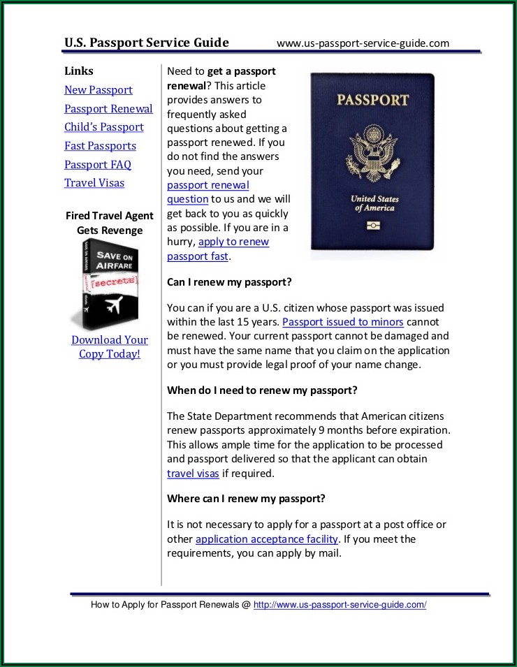 Download Form To Renew Us Passport