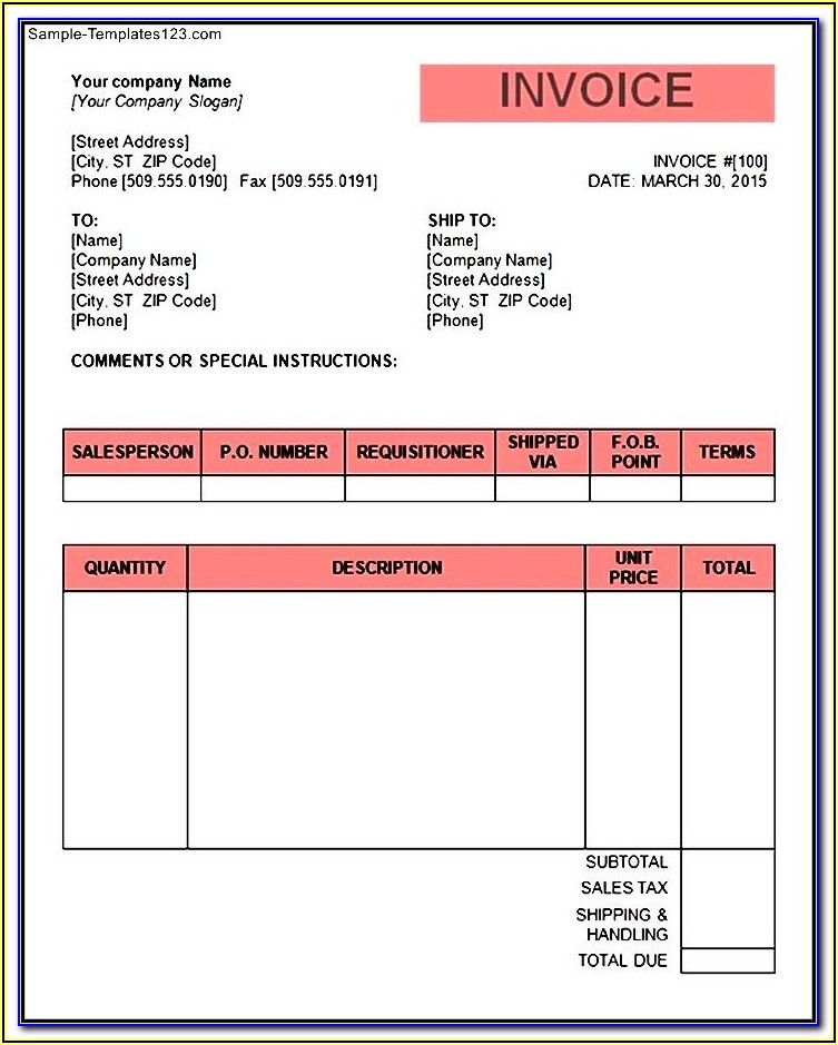 Download Invoice Template Word Doc