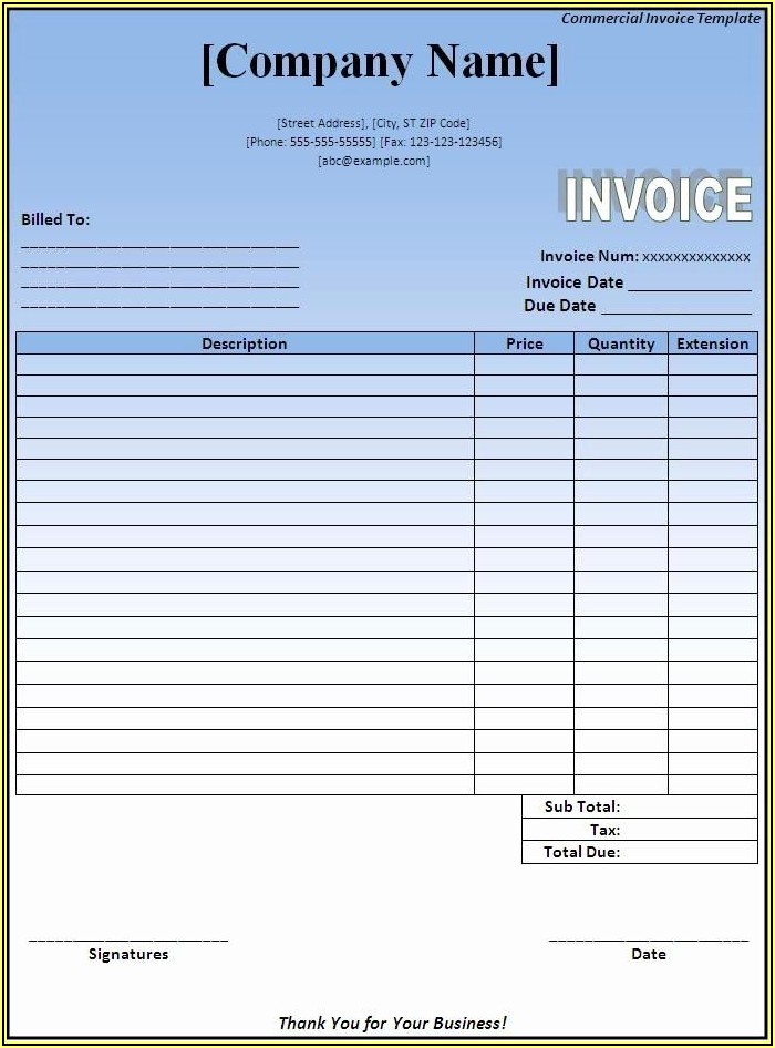 Download Invoice Template Word