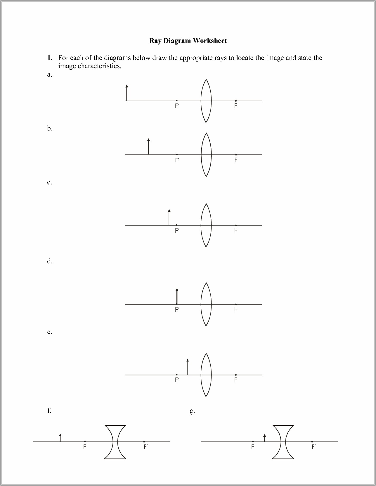 Drawing Concave Mirror Ray Diagrams Worksheet