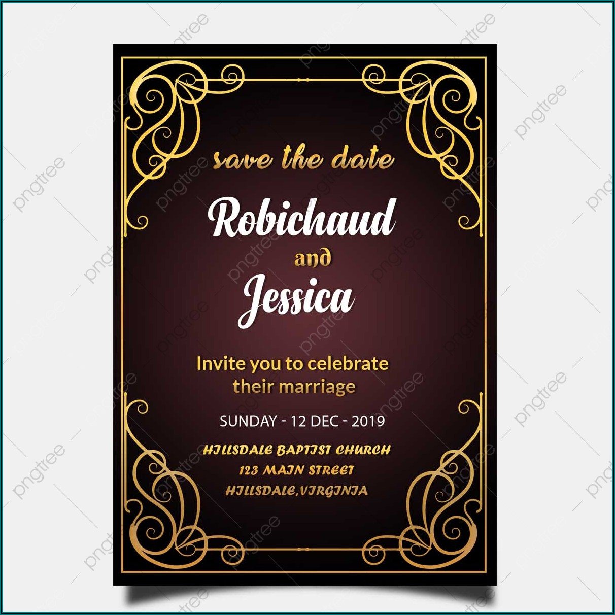Elegant Wedding Invitation Card Template Psd