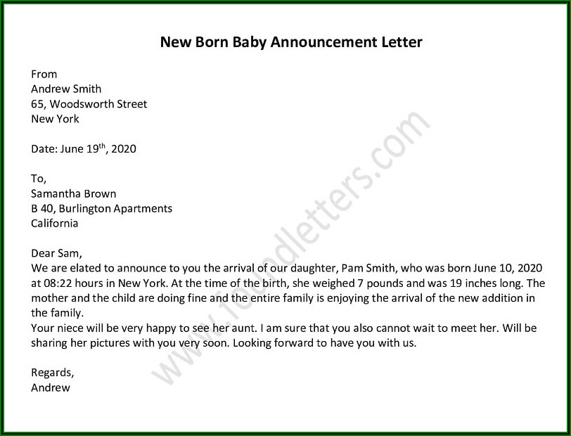 Employee New Baby Announcement Email From Manager
