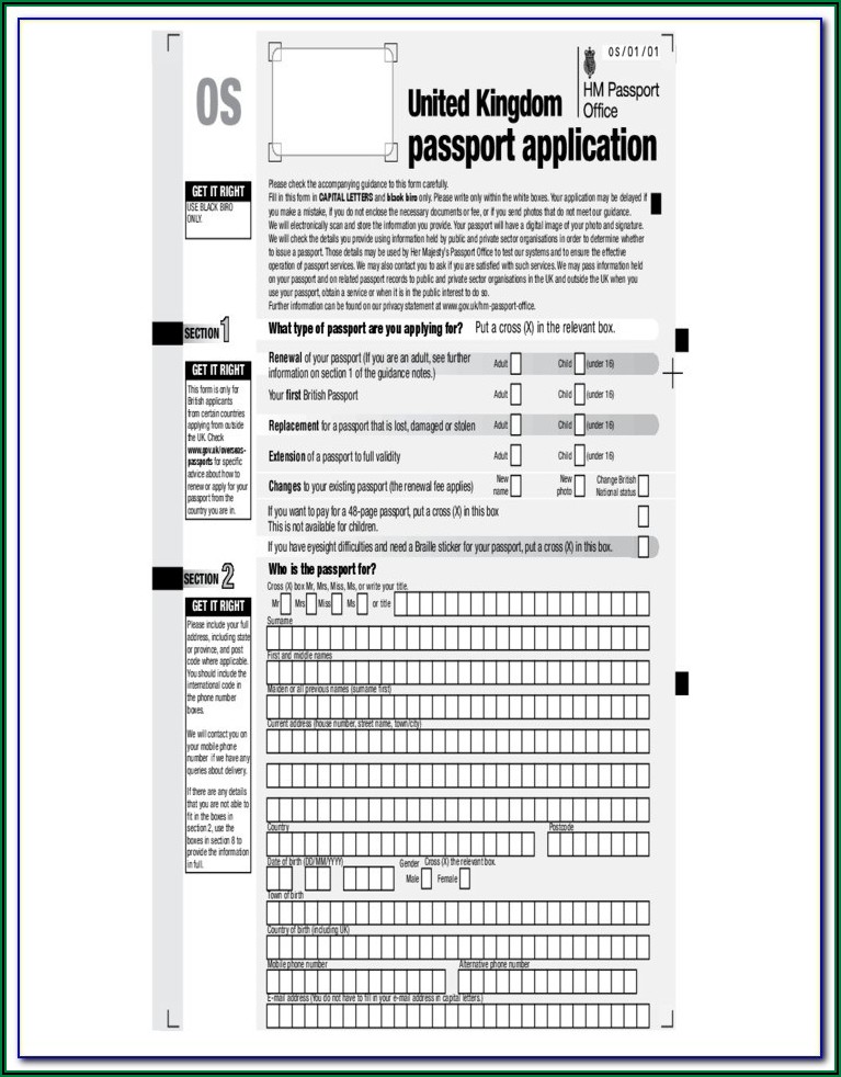 Form To Renew Passport Uk