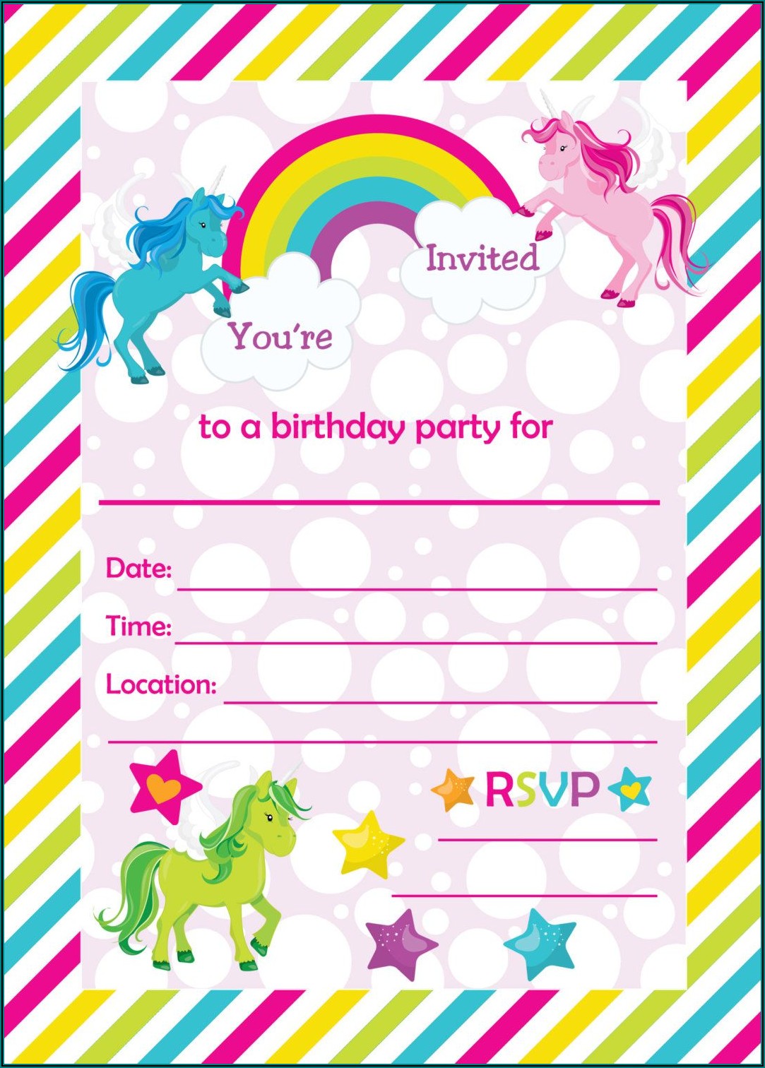 Free Printable Birthday Party Invitations Unicorn