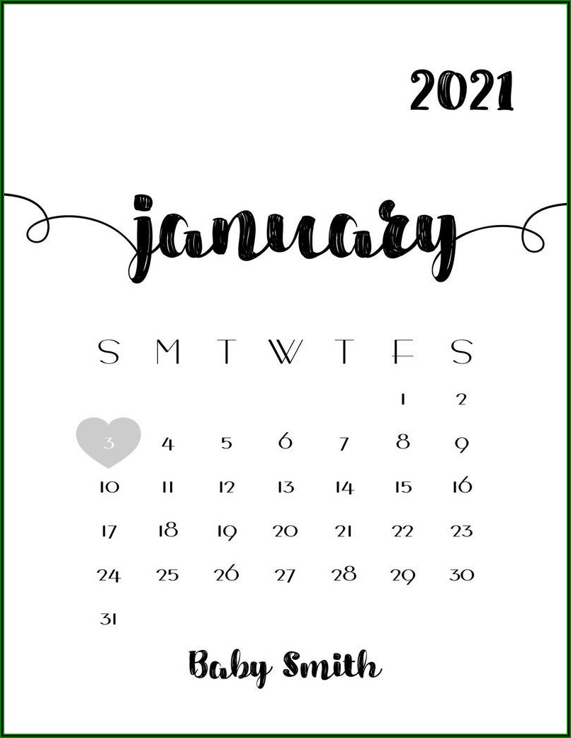 Free Printable Pregnancy Announcement Calendar February 2021