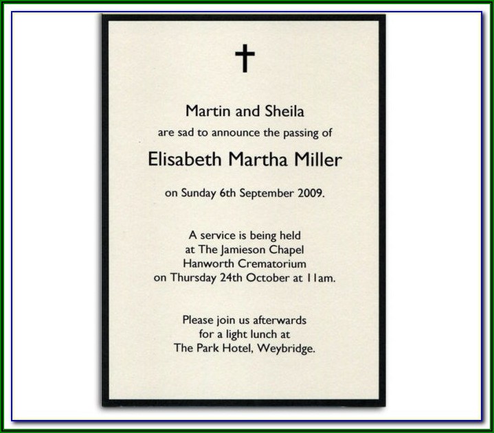 Funeral Announcement Template Uk