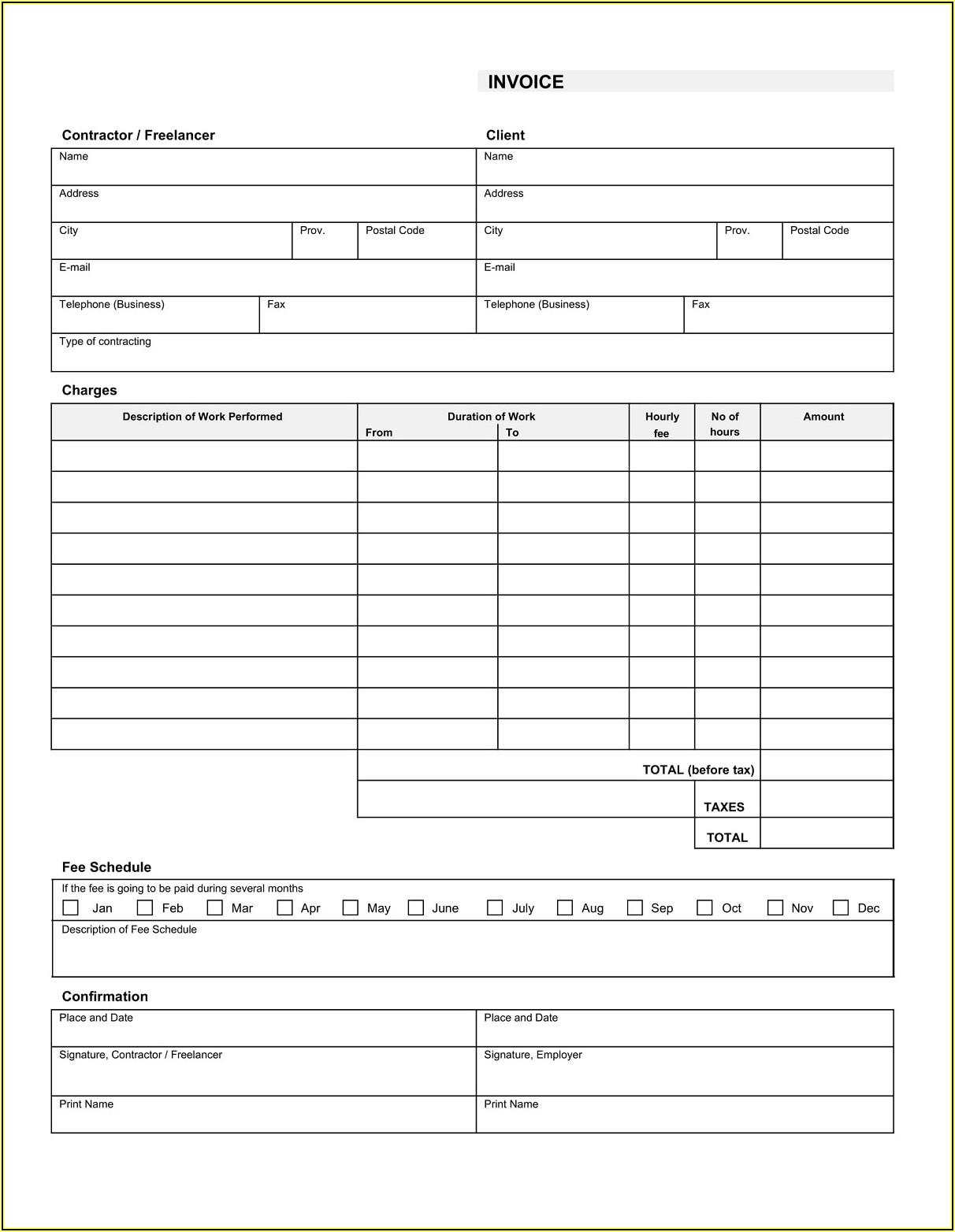 General Contractor Invoice Example