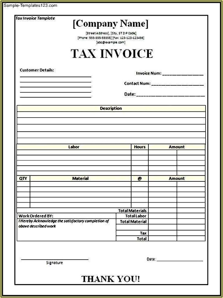 Gst Tax Invoice Format In Word