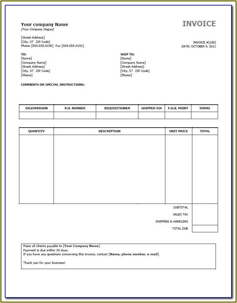 Invoice Format In Word Download
