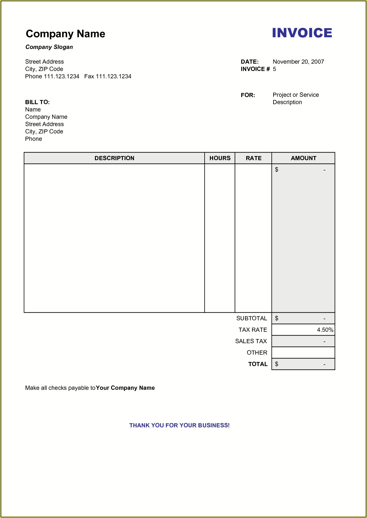 Invoice Format In Word
