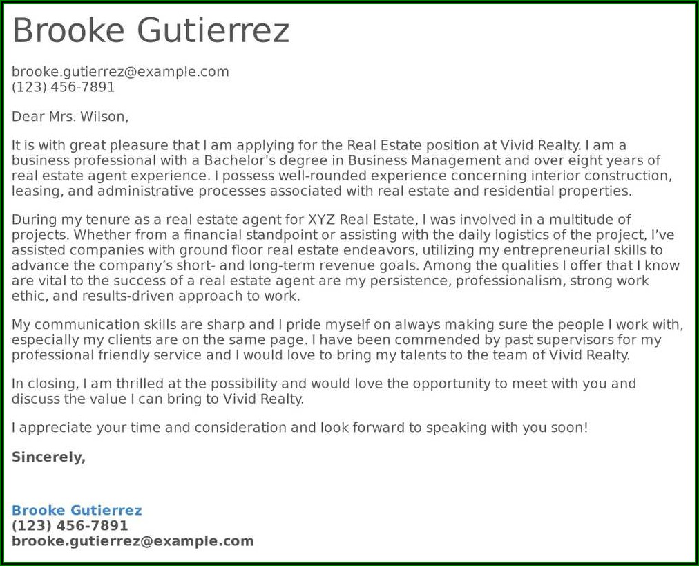 New Real Estate Agent Introduction Letter Examples