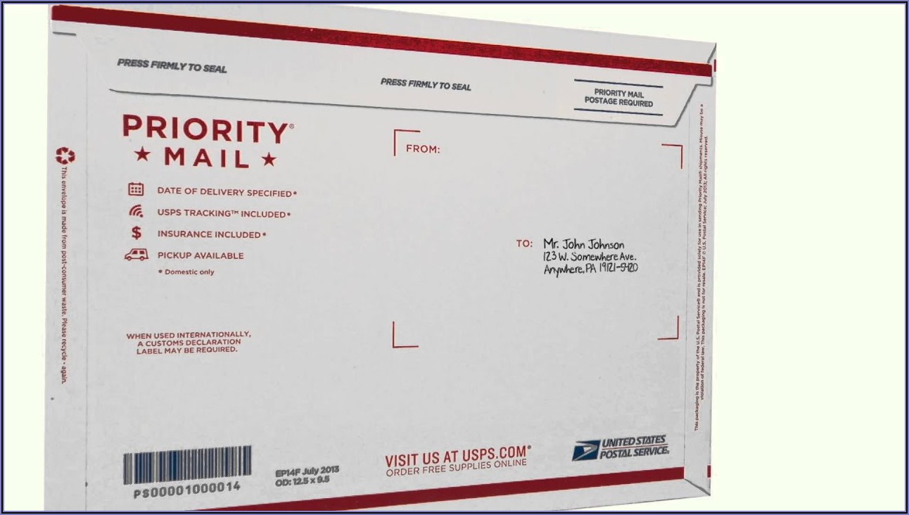 Priority Mail Envelope Example