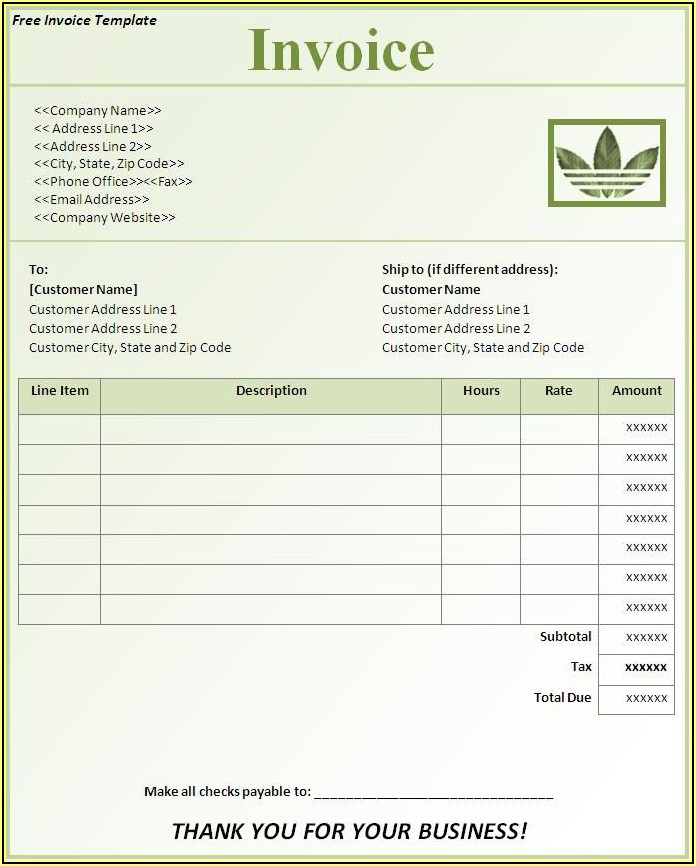 Sample Invoice Word Document Download