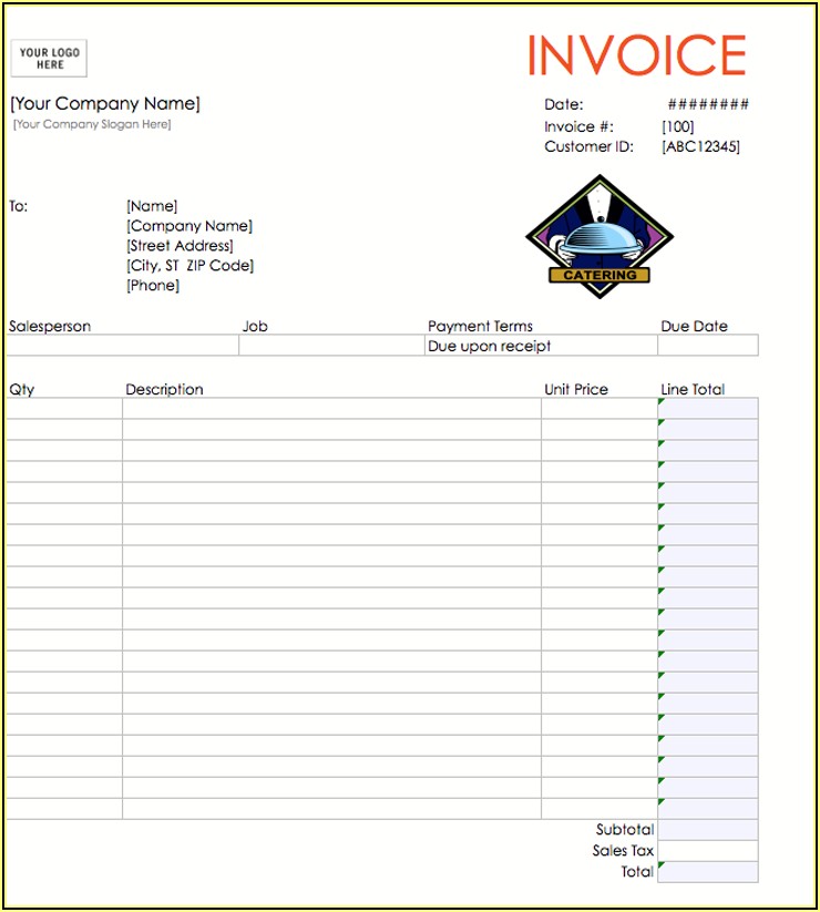 Simple Invoice For Catering Services