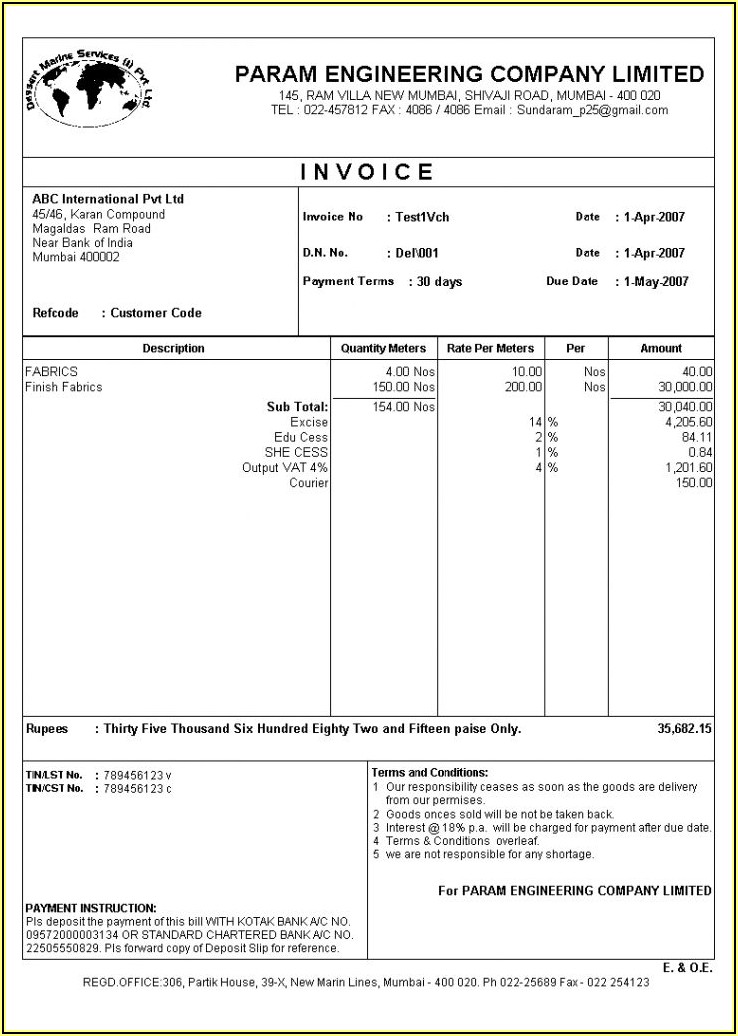 Tally Gst Invoice Format In Word Free Download