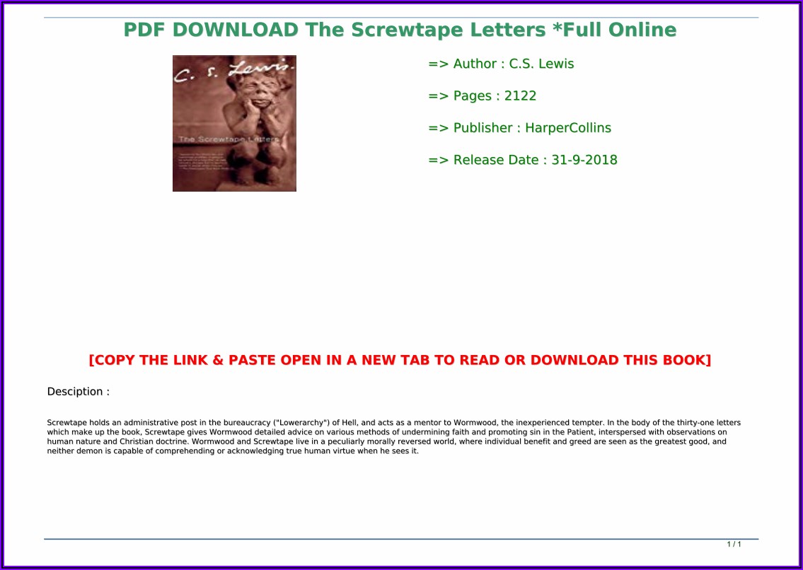 The Screwtape Letters Online Pdf