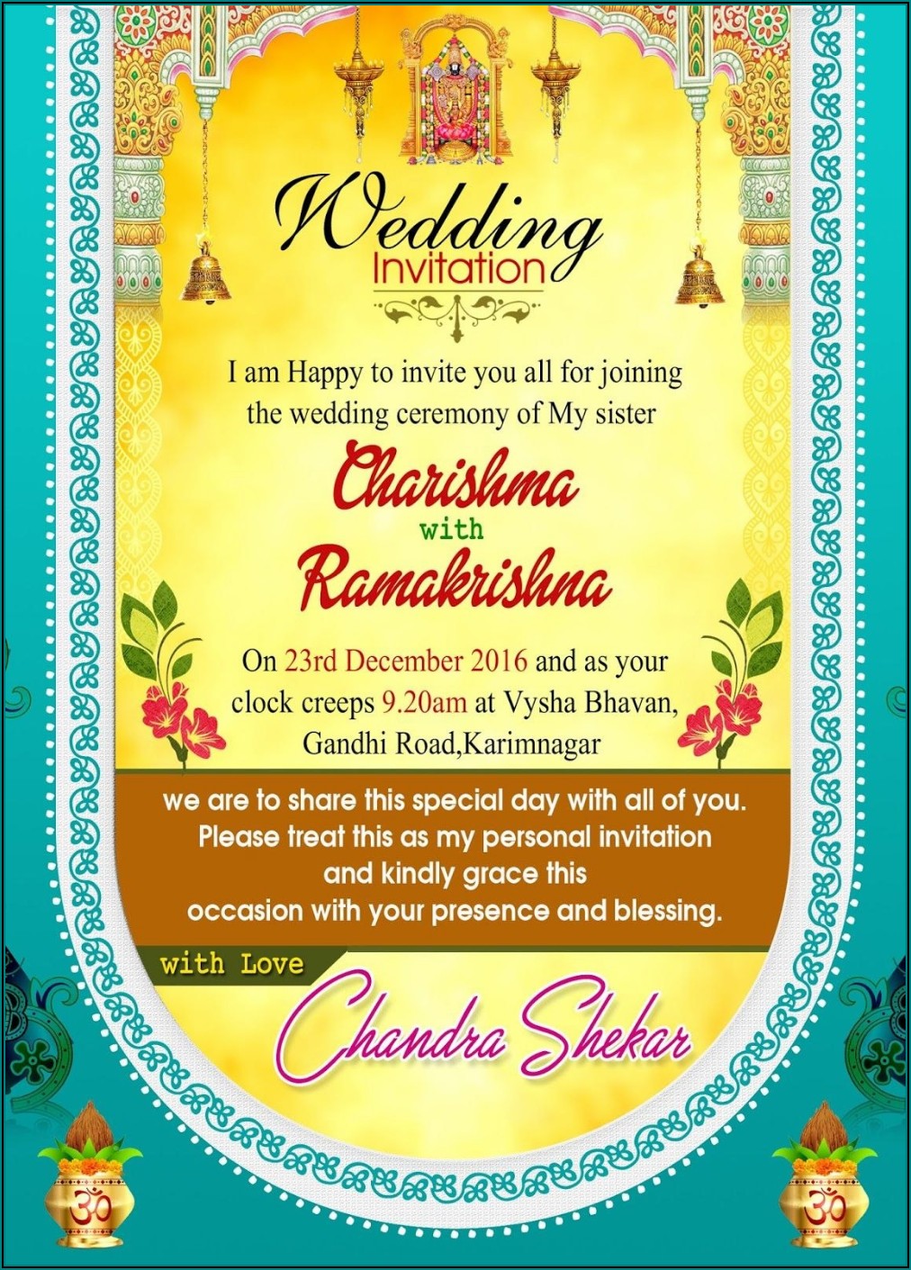 Wedding Invitation Wording Templates Indian