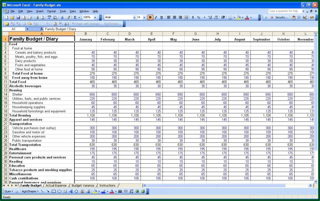 Annual Home Budget Excel Template