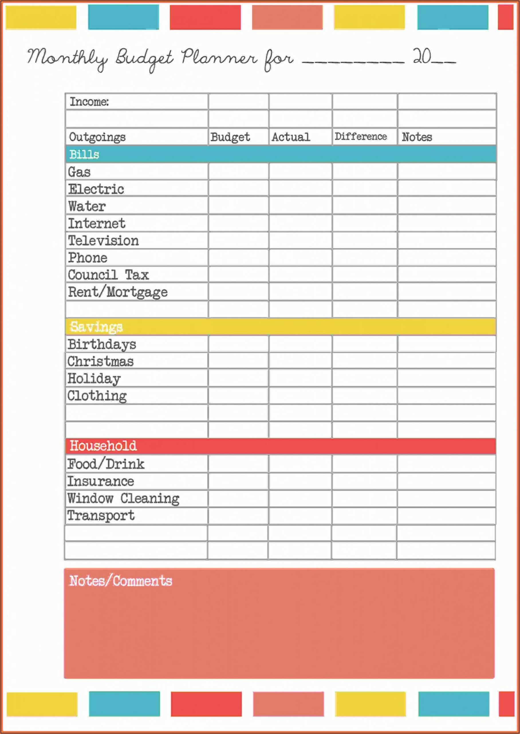 Budget Planner Template Excel