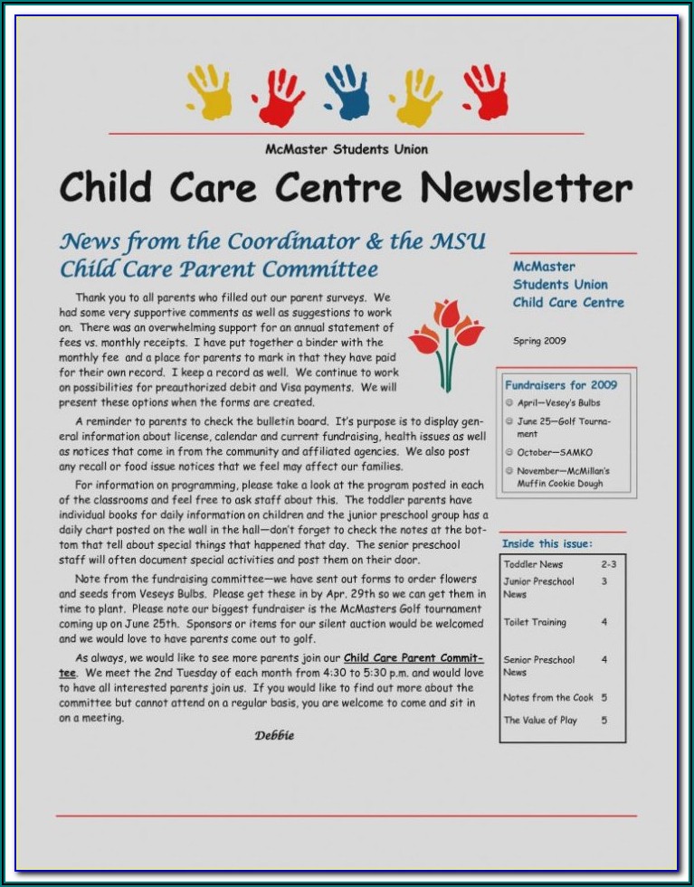 Childcare Newsletter Templates Free