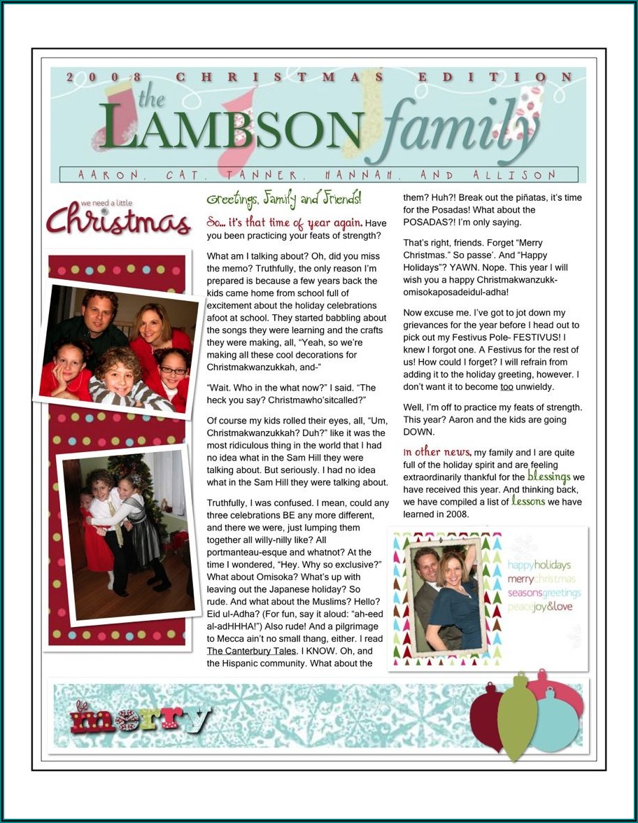 Christmas Family Newsletter Templates Free