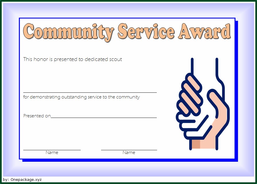 Community Service Award Certificate Templates