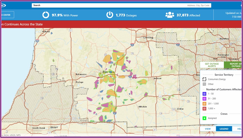 Consumers Energy Report Power Outage Map