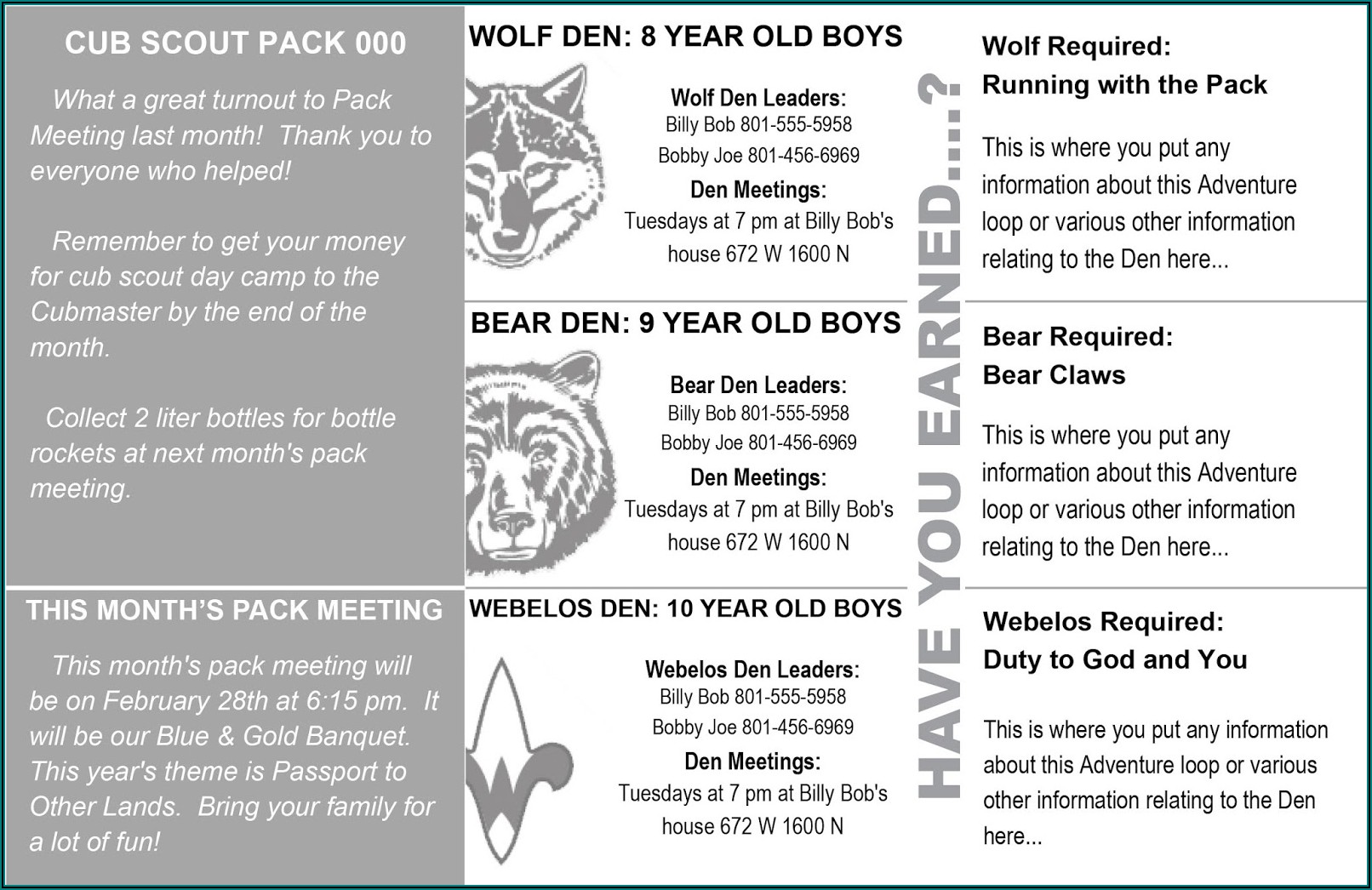 Cub Scout Newsletter Template