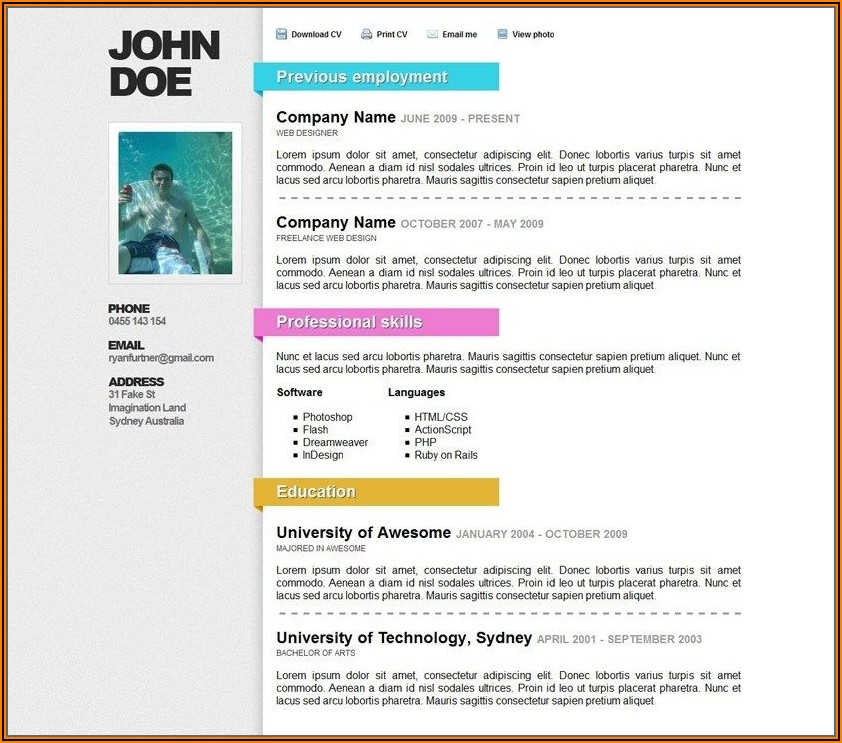 Cv Template Word 2007 Free Download
