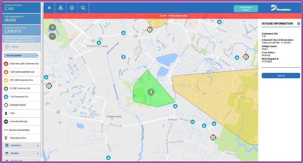 Dominion Power Outage Map Virginia
