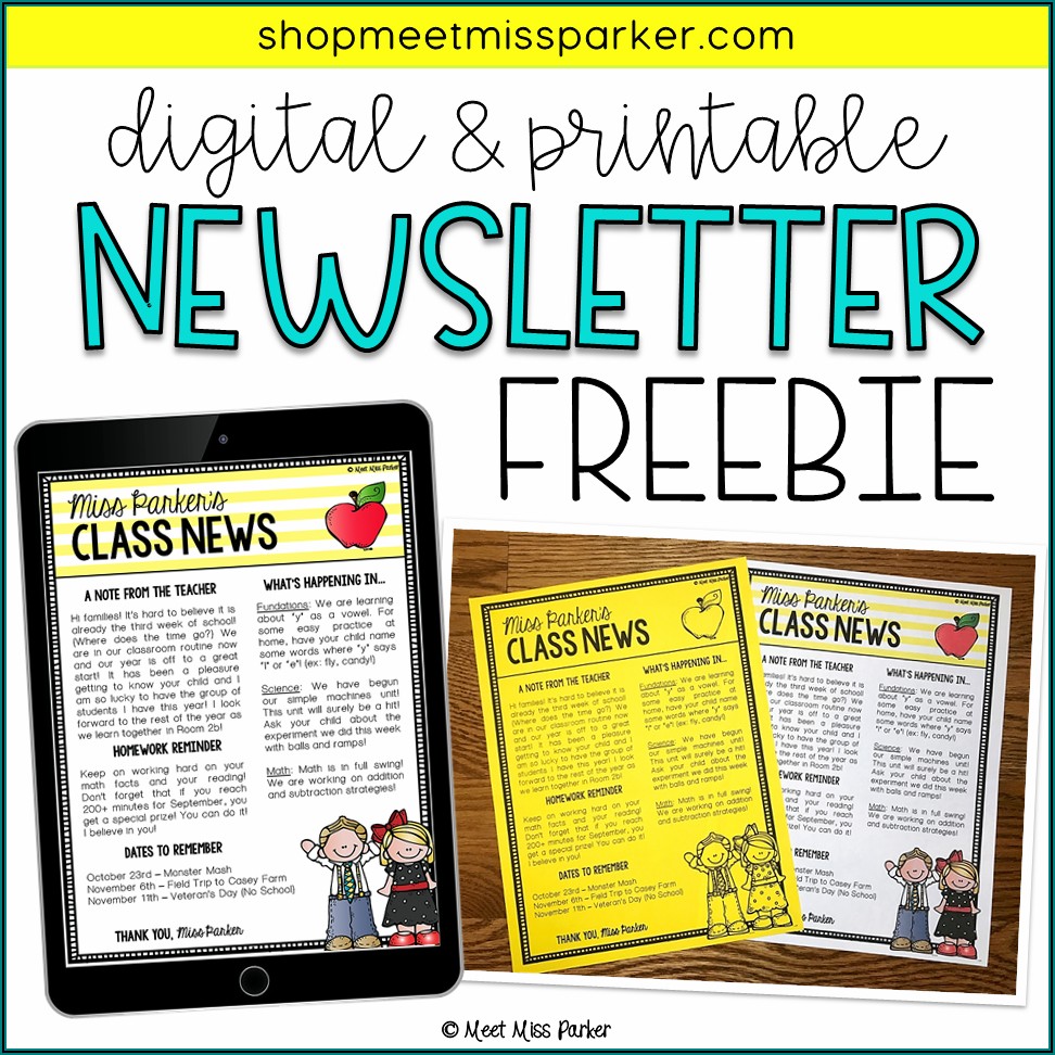 Editable Classroom Newsletter Free