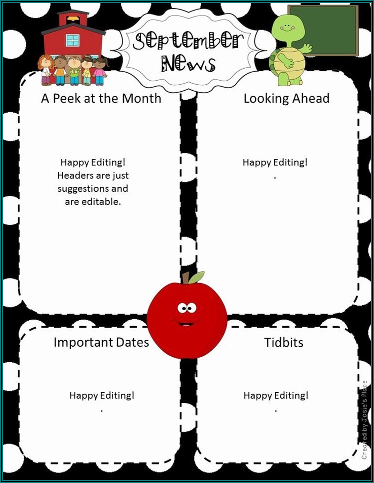 Editable Preschool Newsletter Template