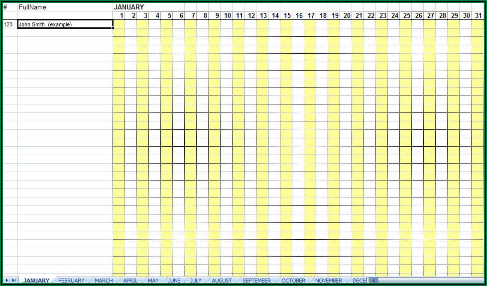 Employee Annual Attendance Record Template