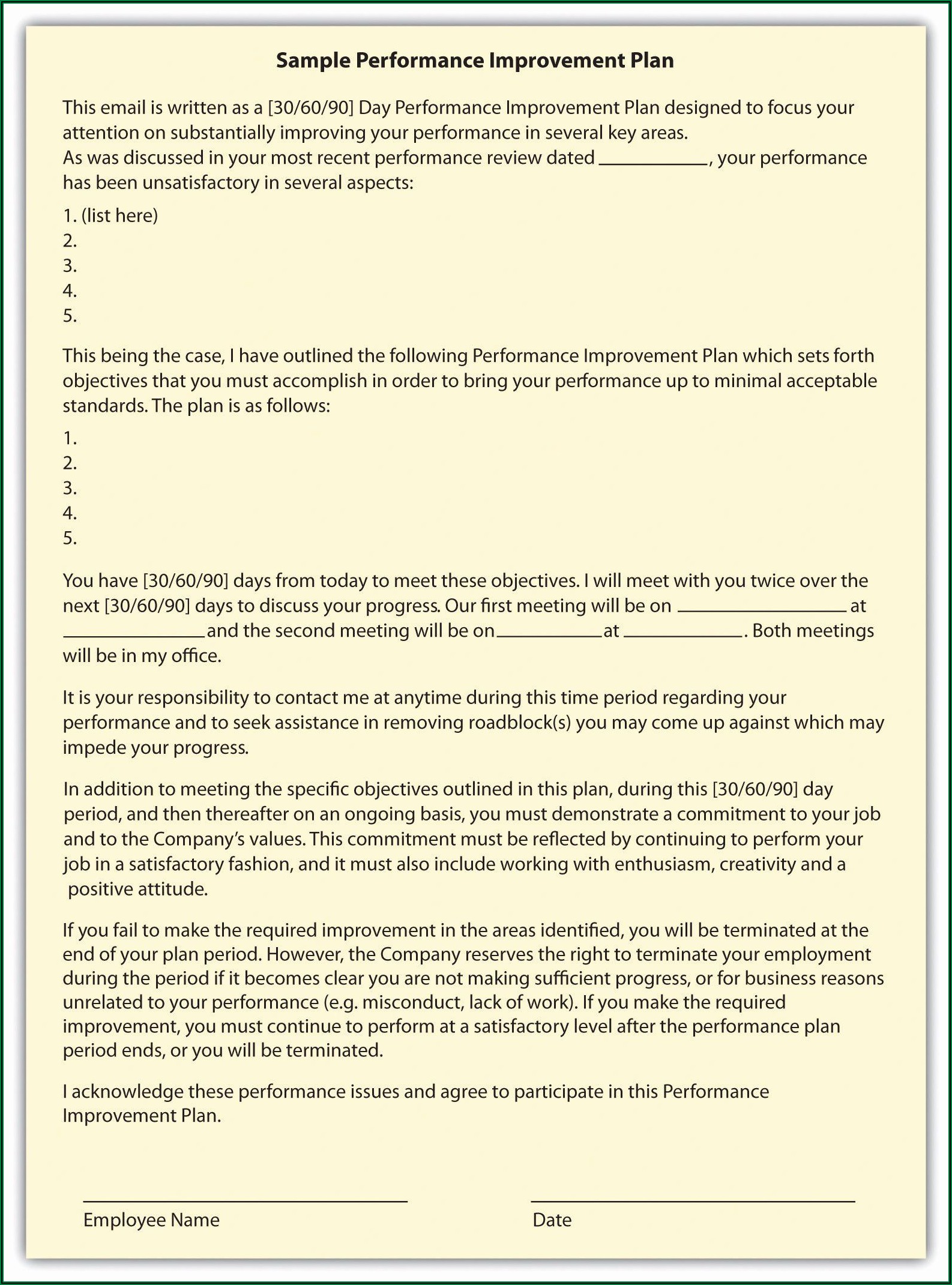 Employee Performance Review Template Pdf Free