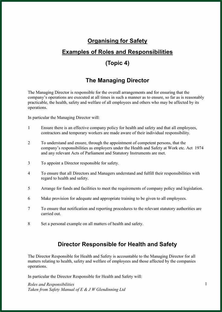 Employee Safety Manual Examples