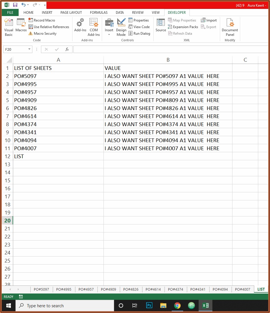 Excel Vba Get Sheet Name From Cell Value