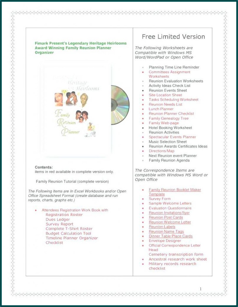 Family Reunion Newsletter Templates Free