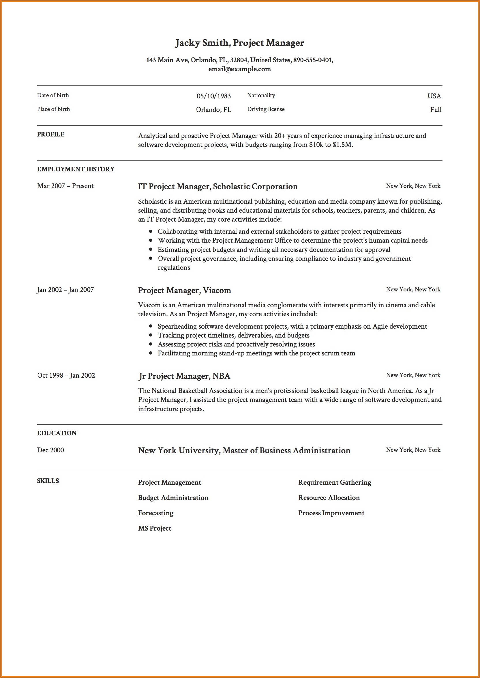 Fill In The Blank Resume Template Pdf