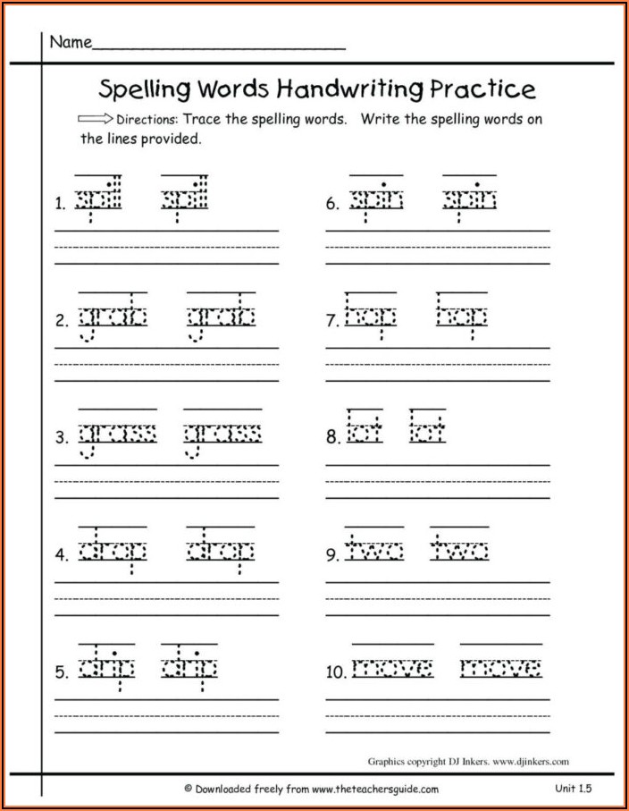First Grade Spelling Worksheets Free