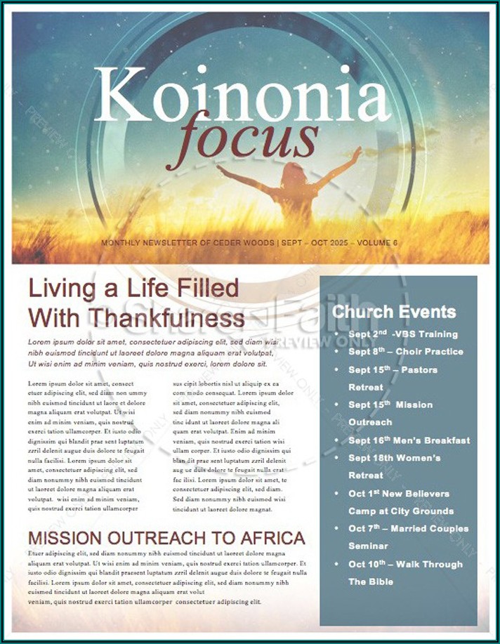 Free Church Newsletter Templates Word